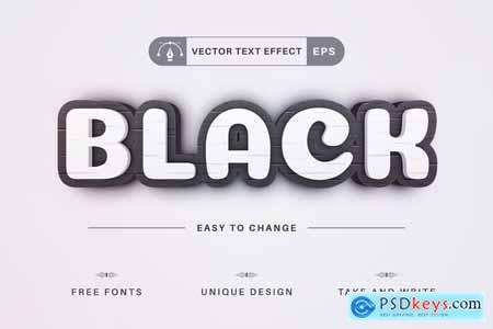 Black and White - Editable Text Effect, Font Style