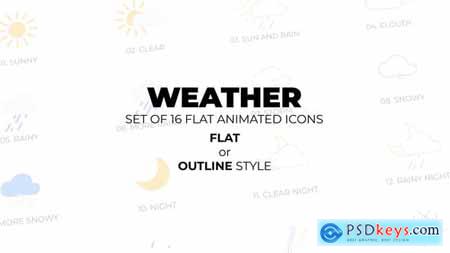 Weather - Set of 16 Animated Icons Flat or Outline style 46565864