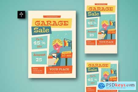 Mid Century Garage Sale Flyer Set 001