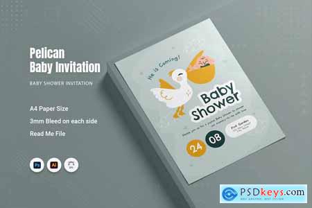 Pelican Baby Shower Invitation