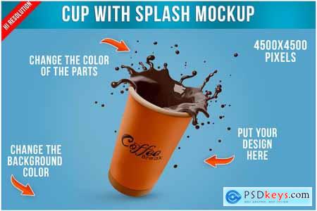 Cup with Splash Mockup