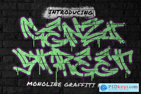 Genzi Street - Monoline Graffiti Font
