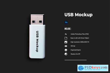 White Usb Mockup