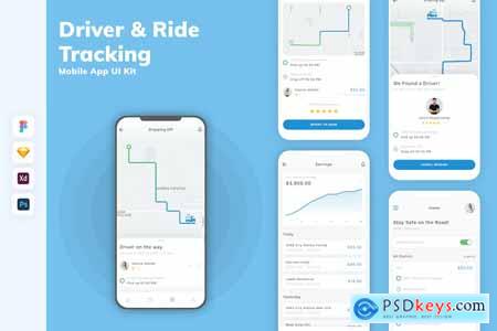 Driver & Ride Tracking Mobile App UI Kit