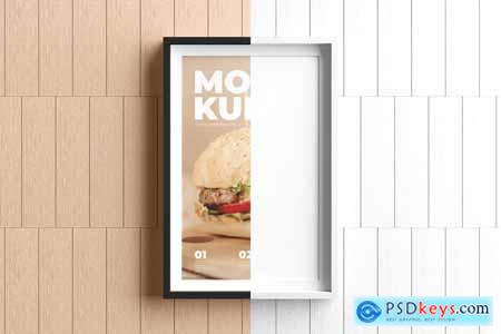 Frame Mockup With Wooden Background
