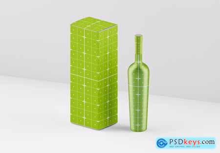 Set Box and Wine Bottles Mockup