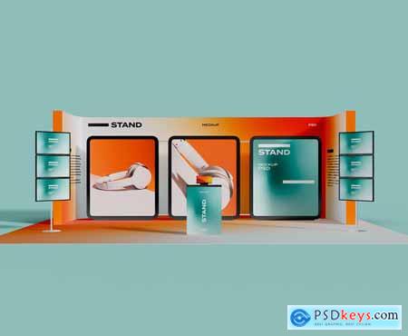 Exhibition Stand with Video Wall Mockup SDBTGJQ