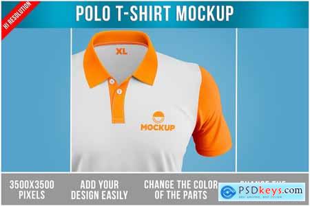 Close Up Polo T-Shirt Mockup Front View