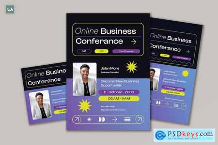 Modern Online Business Conferance Flyer Set 001