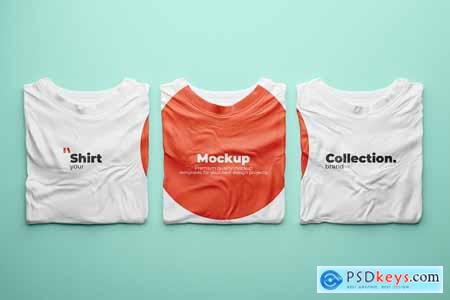 Three Folded T-shirt Mockup