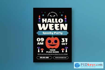 Black Flat Design Halloween Spooky Party Flyer