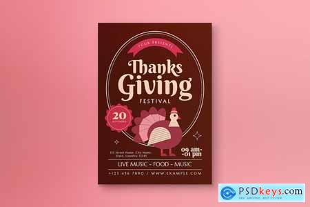 Brown Flat Design Thanksgiving Festival Flyer