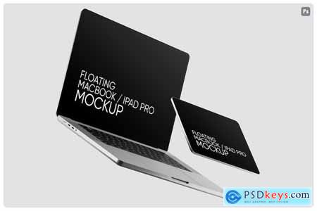 Floating Macbook iPad Pro Mockup