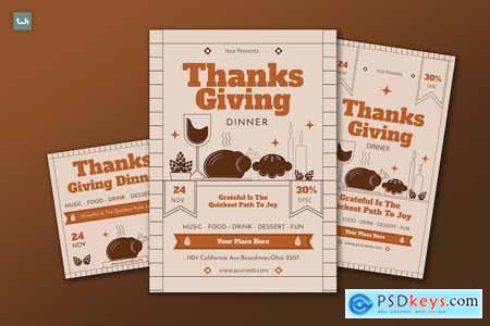 Flat Thanksgiving Dinner Flyer Set 001