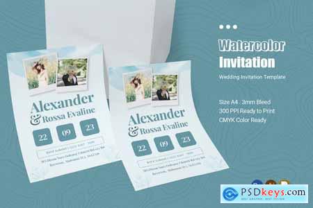Watercolor Blueist Wedding Invitation