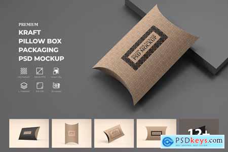 Kraft Paper Pillow Box Mockups