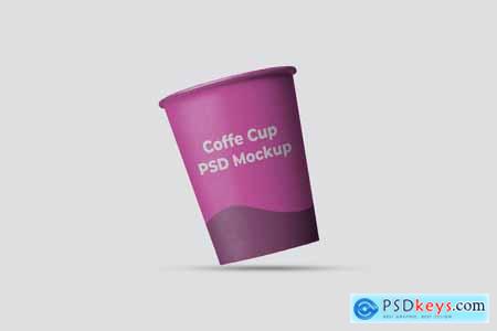Floating Cup Coffe PSD Mockup