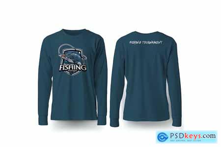 T-Shirt Long Sleeve Front & Back PSD Mockup