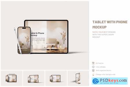 Tablet With Phone Mockup