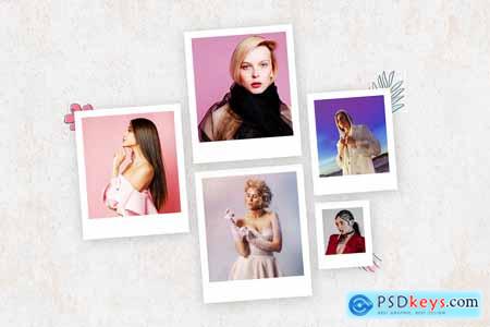 Photo Collage Polaroid Photo Template Mockup