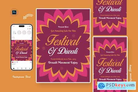 Paradise Diwali Party Celebration Flyer Template