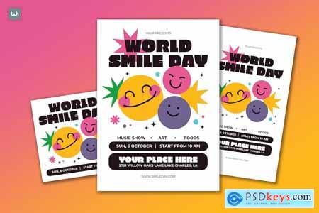 Flat Colorful World Smile Day Flyer Set 003
