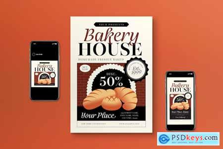Brown Flat Design Modern Bakery House Flyer