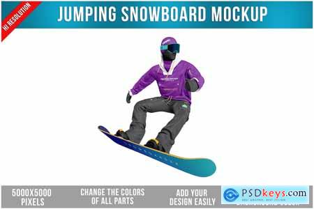 Jumping Snowboarder Mockup