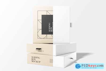 Square Sliding Box Product Packaging Mockup