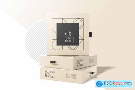 Square Sliding Box Product Packaging Mockup