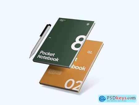 Pocket Notebook with ballpoint pen Mockup