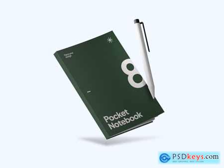 Pocket Notebook with ballpoint pen Mockup