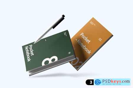 Pocket Notebook with ballpoint pen Mockup