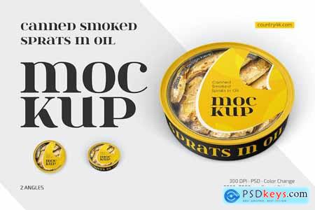 Canned Smoked Sprats in Oil Mockup