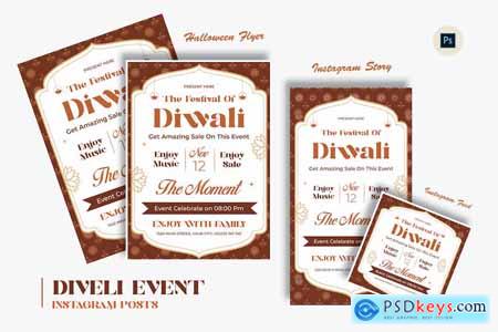 Drawn Diwali Day Flyer Template