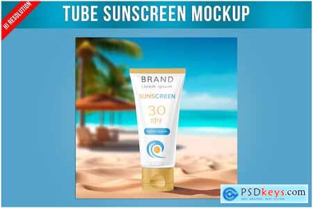 Tube Sunscreen lotion Mockup on Beach Sand