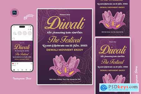 Happy Diwali Party Day Flyer Template