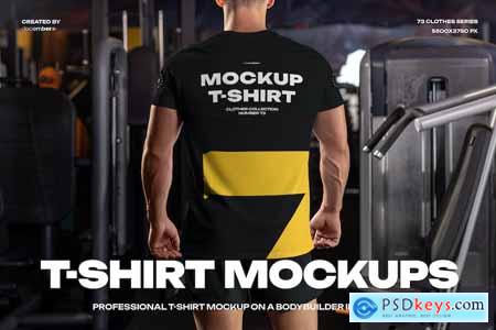 Mockups of the Men's T-shirt on the Bodybuilder