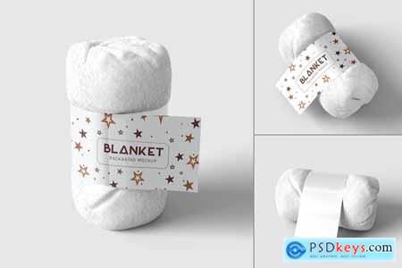 Folded Blanket with Label Psd Mockup Set