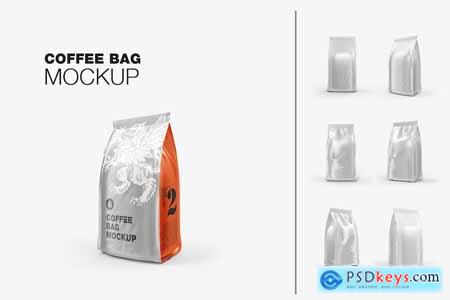 Set Metallic Paper Coffee Bag Mockup