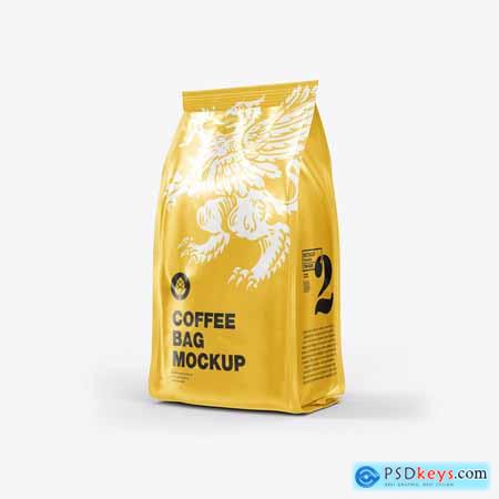 Set Metallic Paper Coffee Bag Mockup