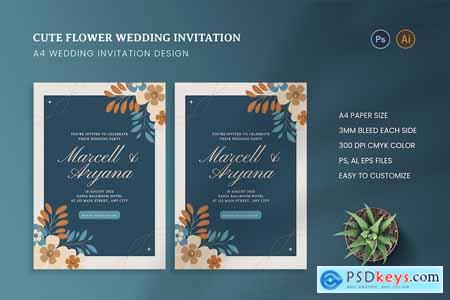 Cute Flower Wedding Invitation