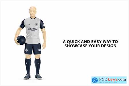 Soccer Uniform Kit with Ball - Crew Neck Mockup