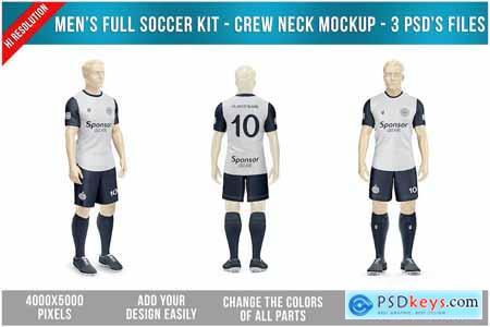 Mens Full Soccer Kit - Crew Neck Mockup