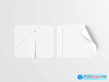 Rectangle Sticker Psd Mockups