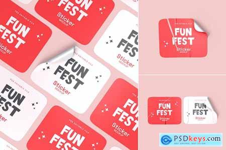 Rectangle Sticker Psd Mockups