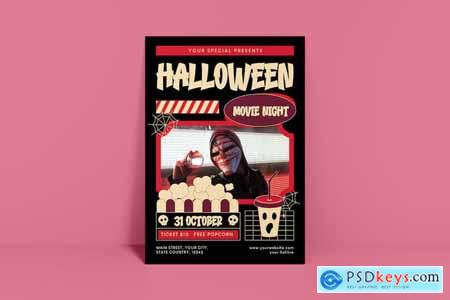 Halloween Movie Party Flyer A4CDLKX