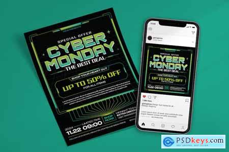 Cyber Monday Sale Flyer with Futuristic Design