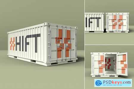 Logistic Shipping Container Psd Mockup Set