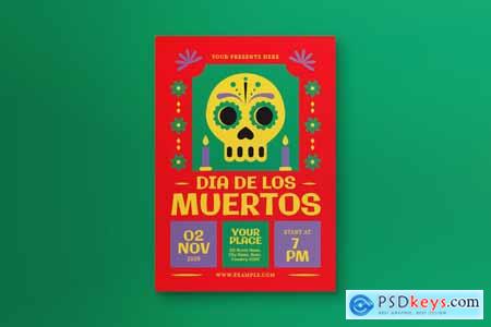 Red Flat Design Dias De Los Muertos Flyer